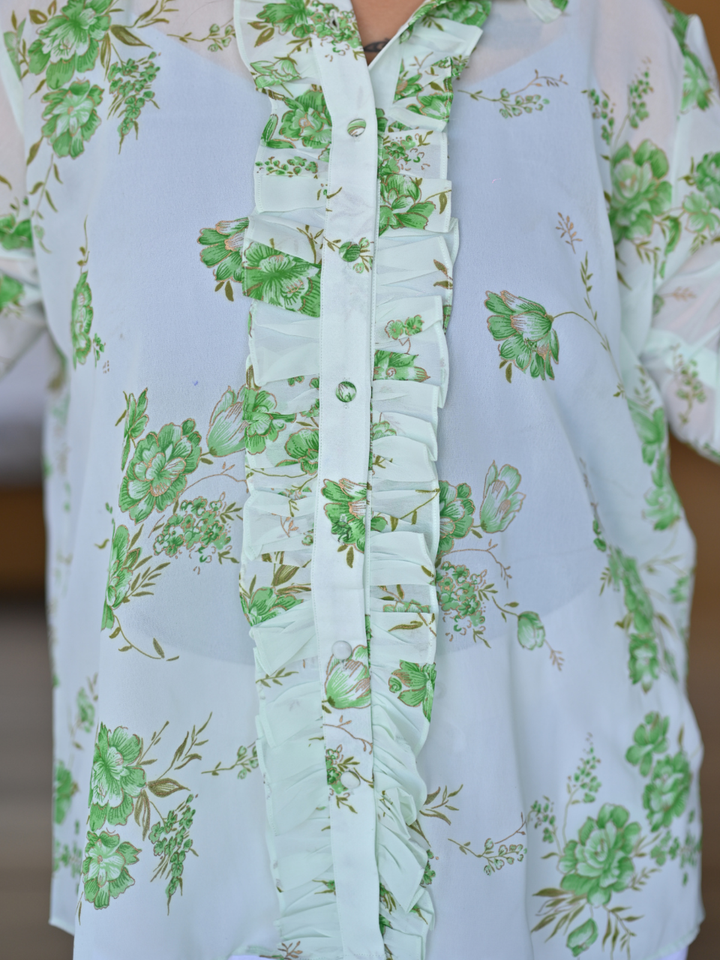 Breezy Green Georgette Shirt, green shirt, georgette shirts