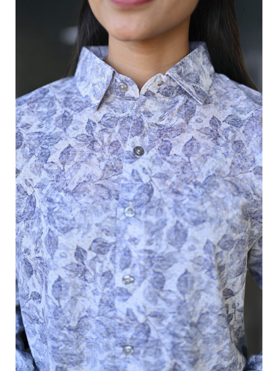 Serene Floral Linen Shirt, linen shirts for women, white shirts, printed shirts