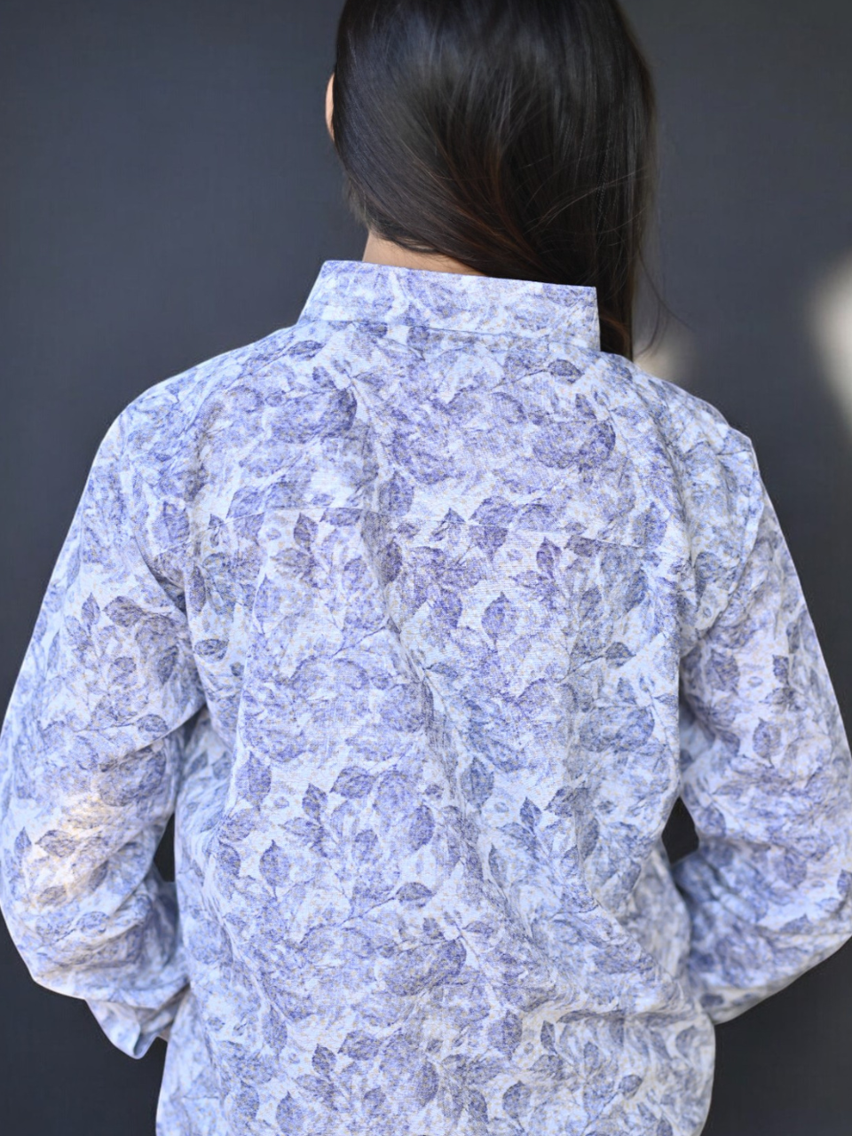 Serene Floral Linen Shirt, linen shirts for women, white shirts, printed shirts