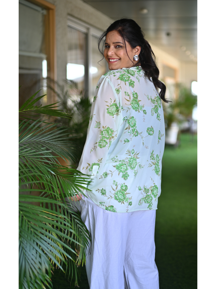 Breezy Green Georgette Shirt, green shirt, georgette shirts