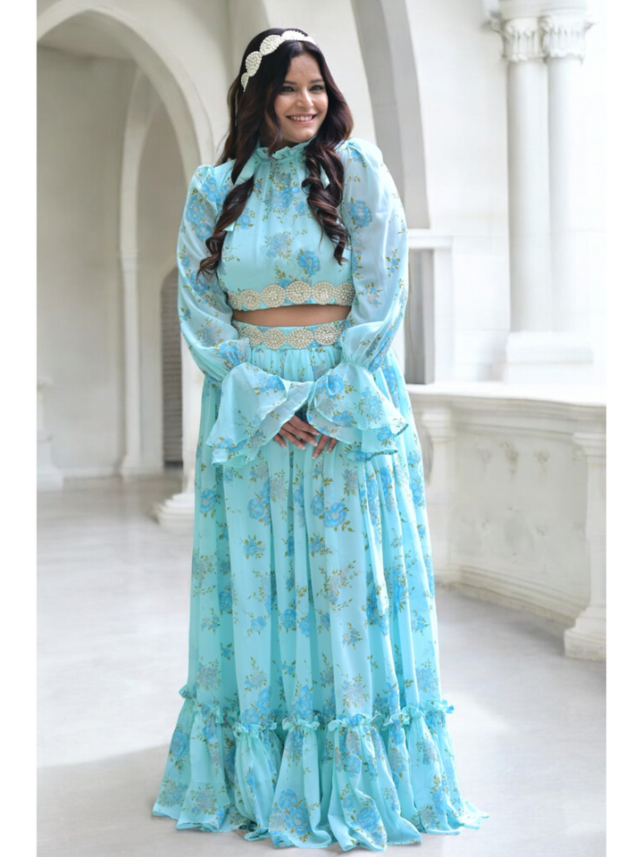 Azure Blue Grace Skirt Set