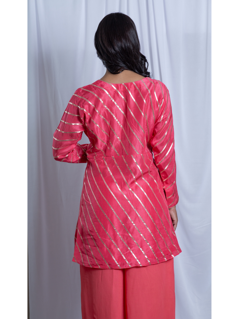 Pink Radiance Kurti Set, chanderi silk co ord set, pink set, party wear co ord