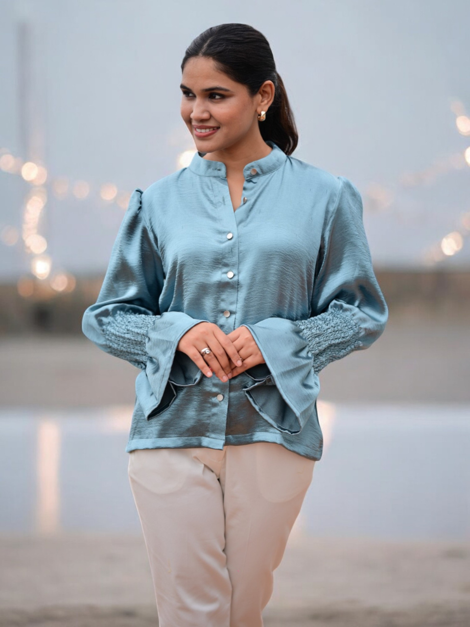  Silver Mist Satin Shirt, satin shirt, grey shirts
