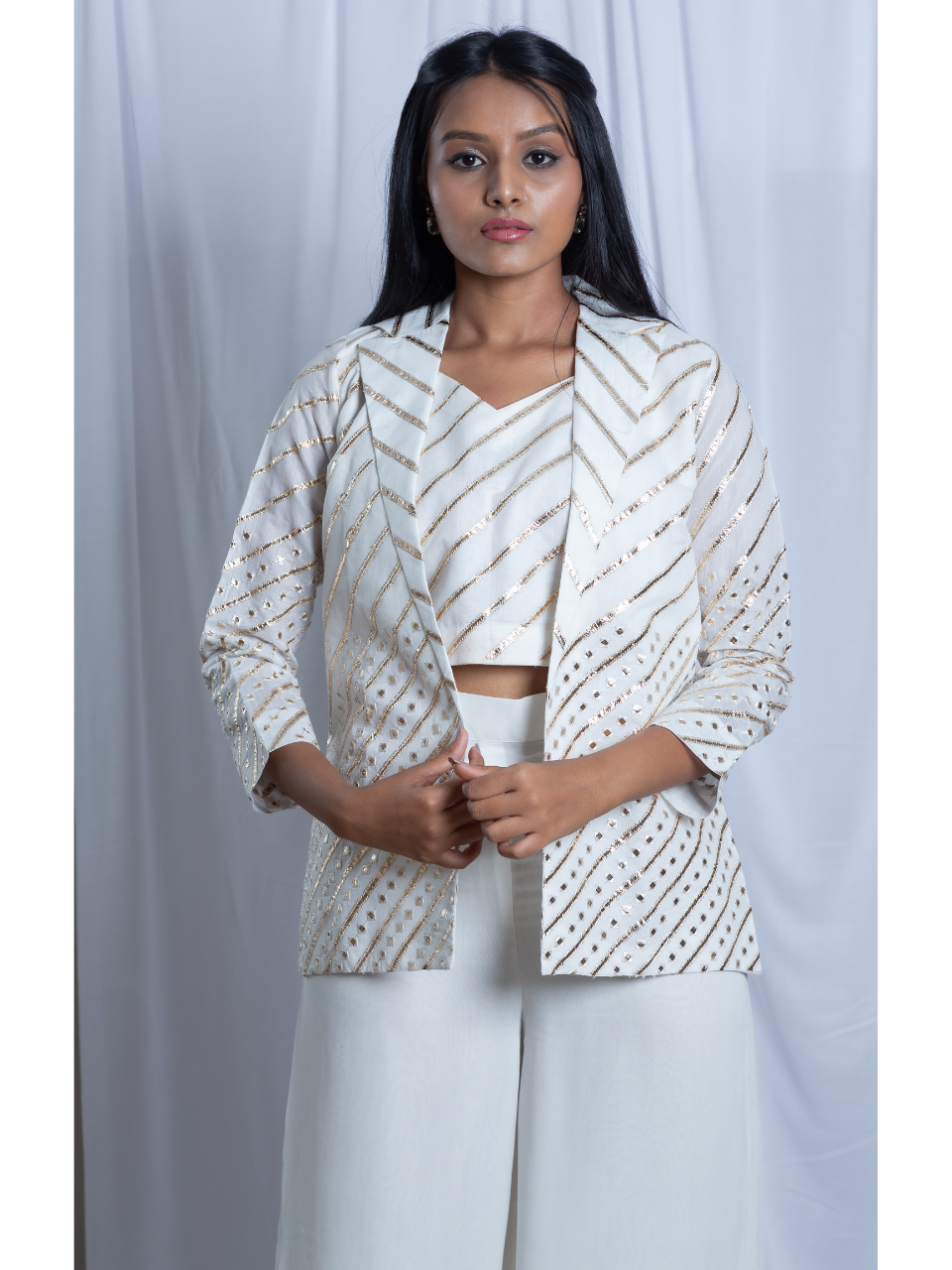 Chanderi Embroidered Top, chanderi top for women, crop top, white top, partywear top

