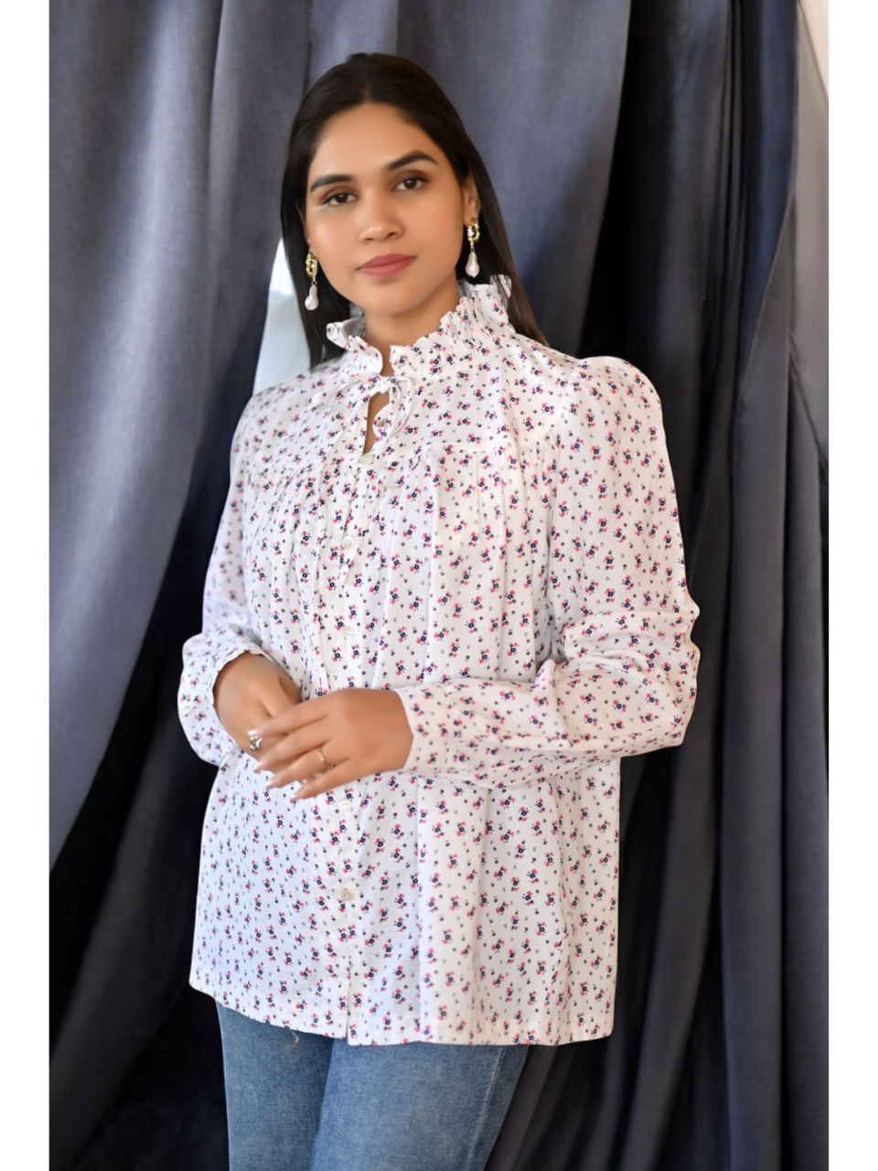 Pure Bloom Top Shirt, white shirt, white top, cotton linen shirt