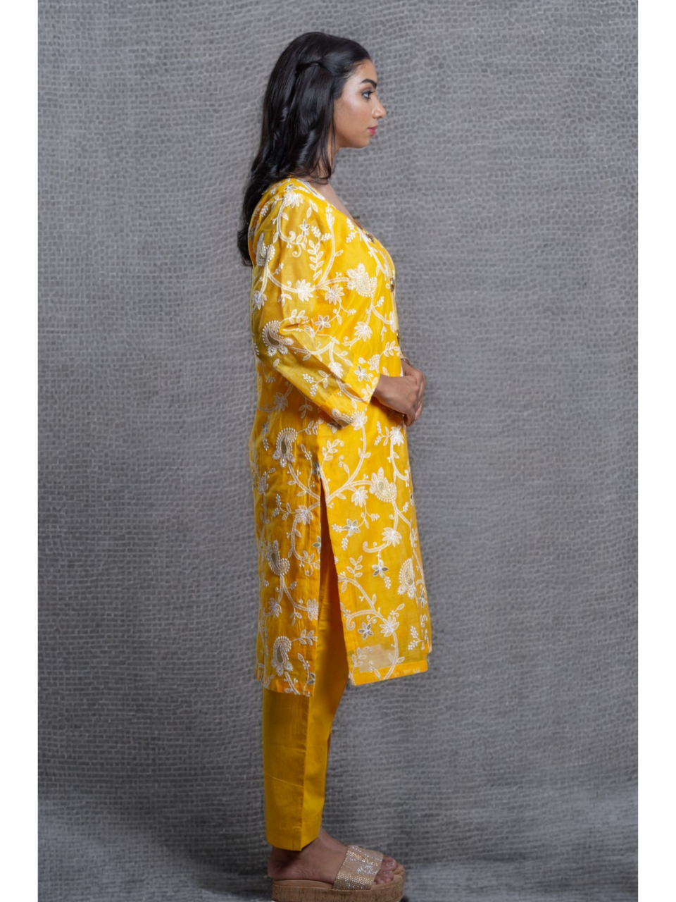  Golden Glow Chanderi Set, chanderi co ord set, yellow co ord set, party wear co ord
