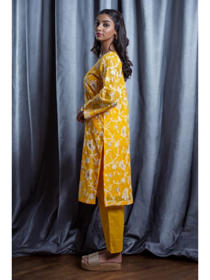  Golden Glow Chanderi Set, chanderi co ord set, yellow co ord set, party wear co ord
