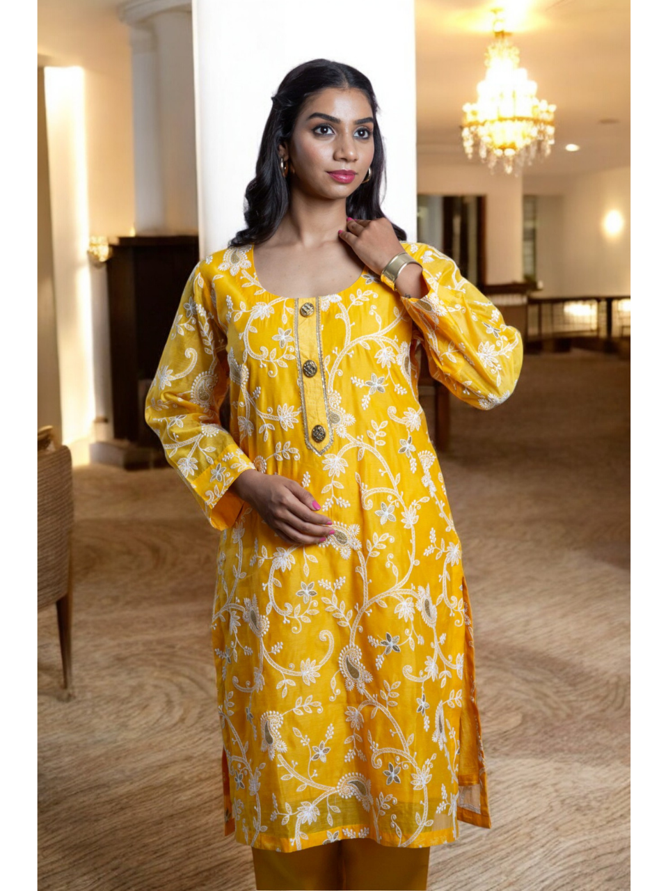  Golden Glow Chanderi Set, chanderi co ord set, yellow co ord set, party wear co ord
