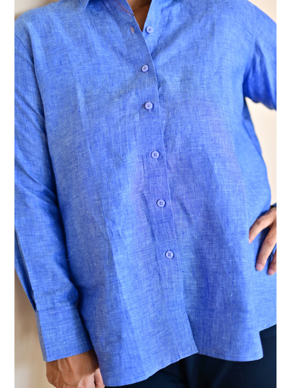 Royal Blue Pure Linen Shirt, pure linen shirts for women, 60 lea linen shirt for women, blue shirts