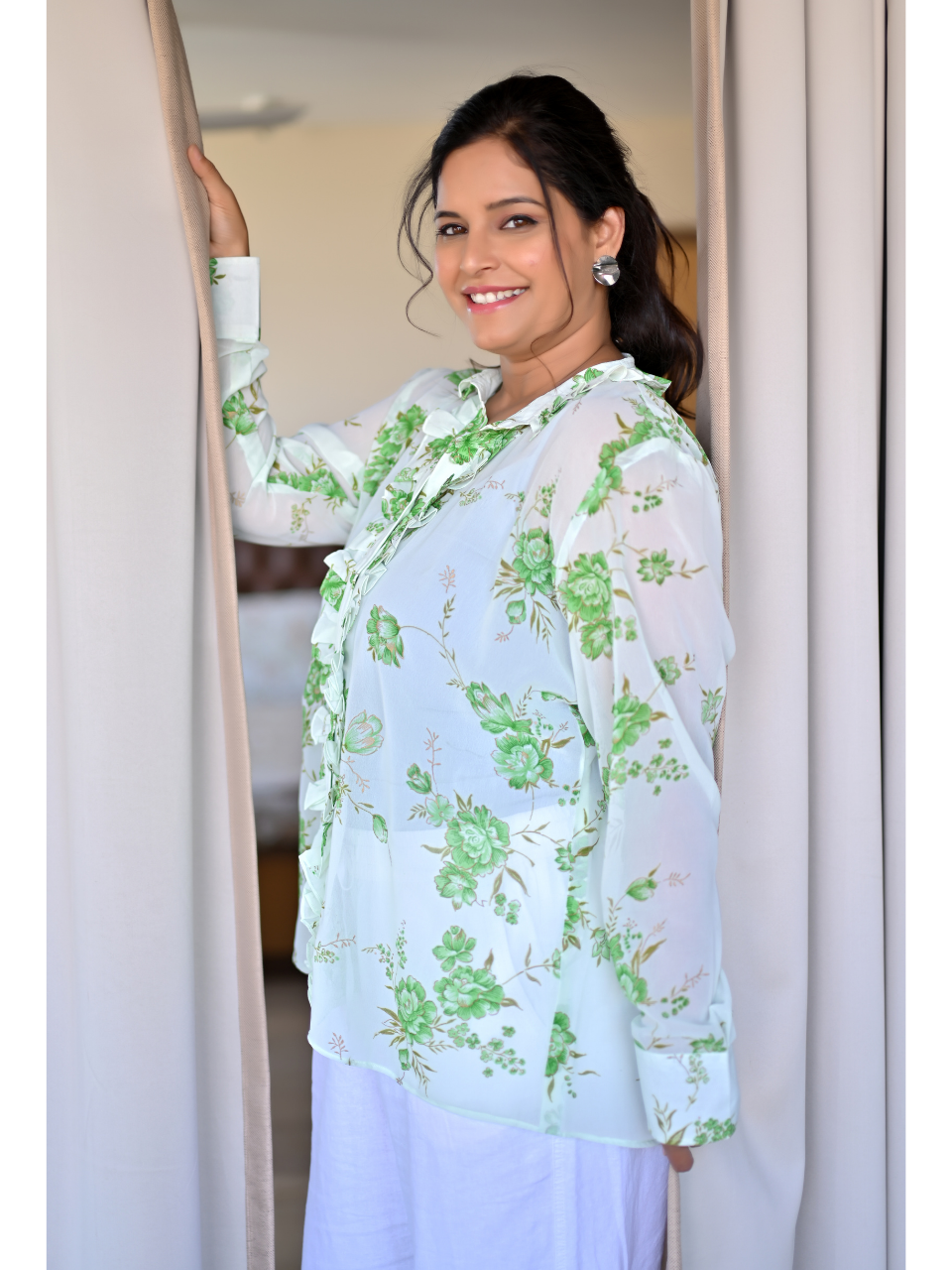 Breezy Green Georgette Shirt, green shirt, georgette shirts