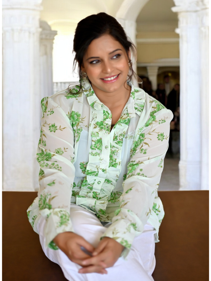 Breezy Green Georgette Shirt, green shirt, georgette shirts