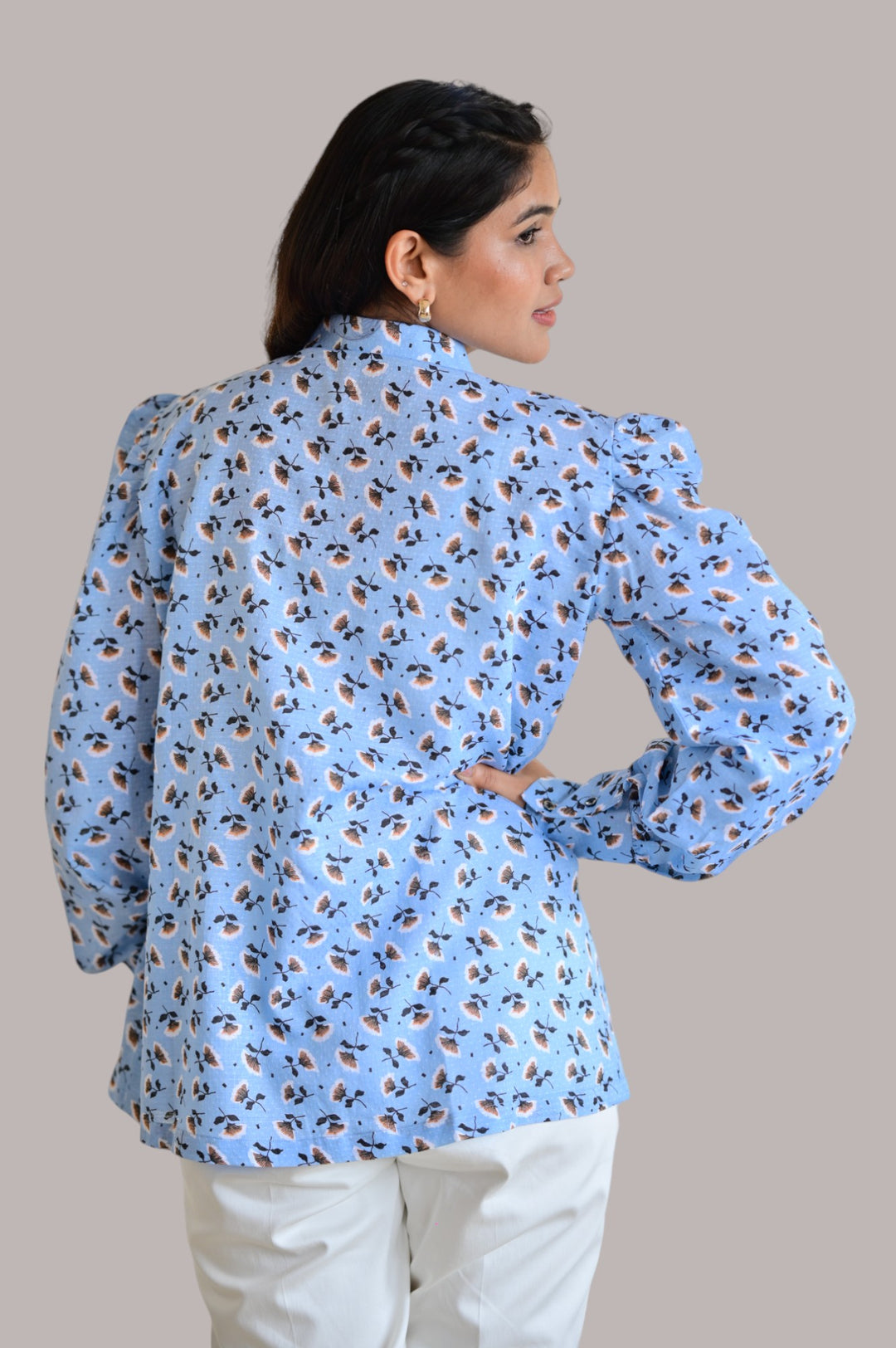 Skyflower A Blooming Blue Shirt, cotton linen Shirts, blue shirts, printed shirts 