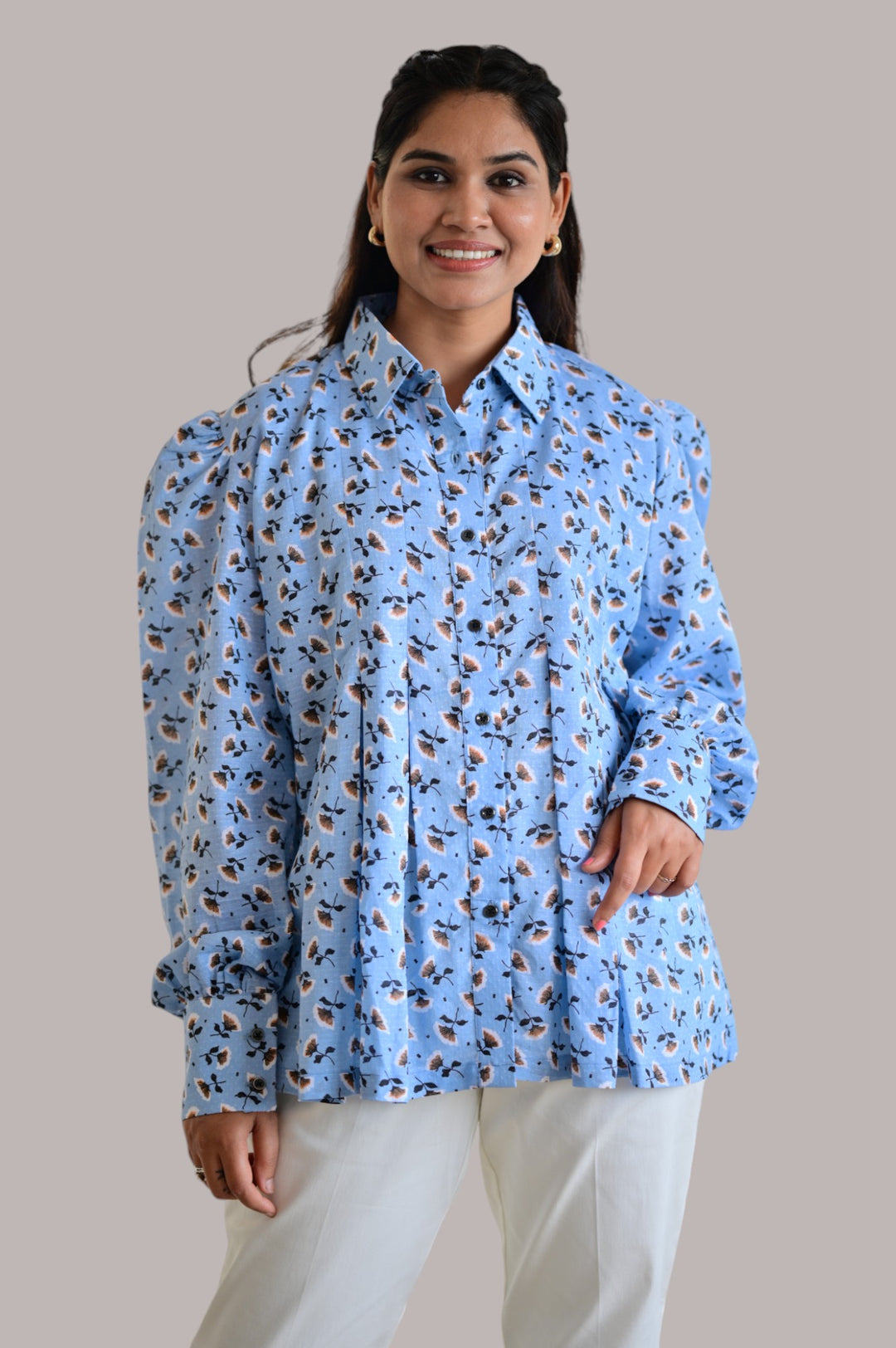 Skyflower A Blooming Blue Shirt, cotton linen Shirts, blue shirts, printed shirts 