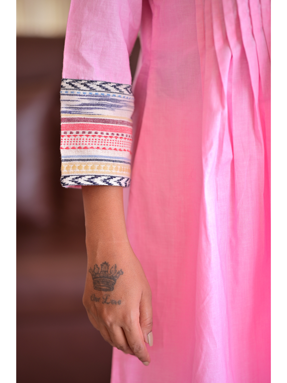 Pink Handloom Kurti Set, two piece outfits for women, cotton co ord set, pink co cord set