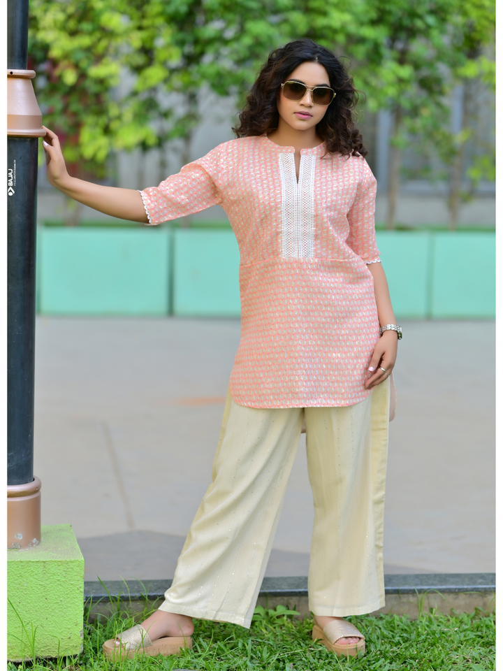 ladies kurtis, kutris for women,  women  kurtis, ladies  kurtis and tops, womens kurtis, pink kurti for women, down shoulder kutris for women, women in pink kurtis, kurtis online kurtis, chanderi tissue kurti, party wear short Kurtis on jeans, womens ethnic wear