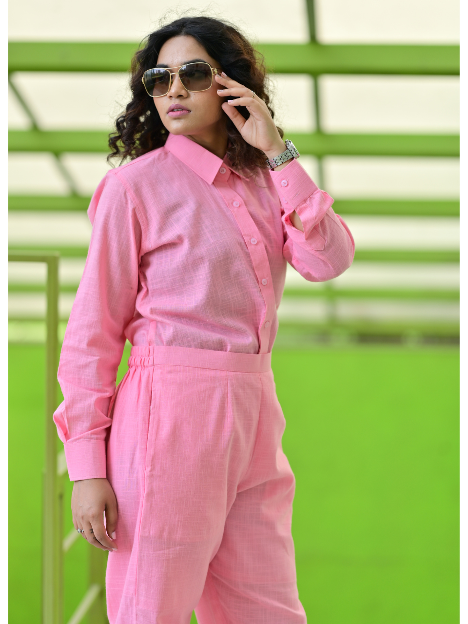 Pink Shirt Co Ord Set