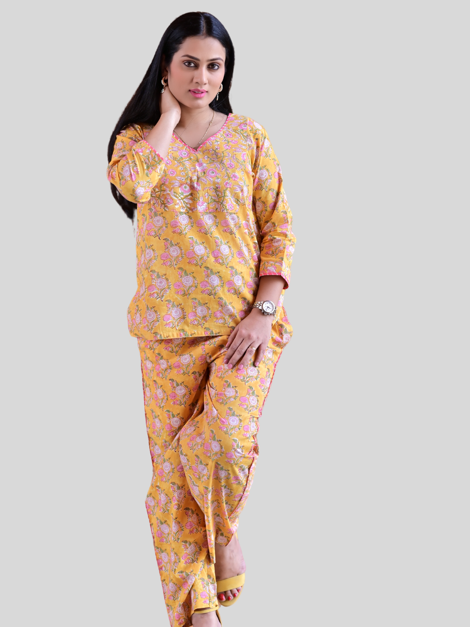 Yellow Garden Cotton Co-ord Set