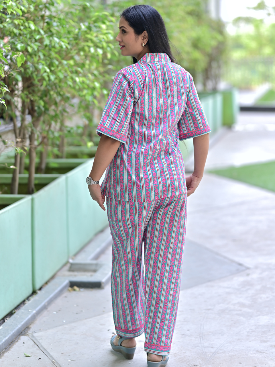 Pink Blue Cotton Co-ord Set