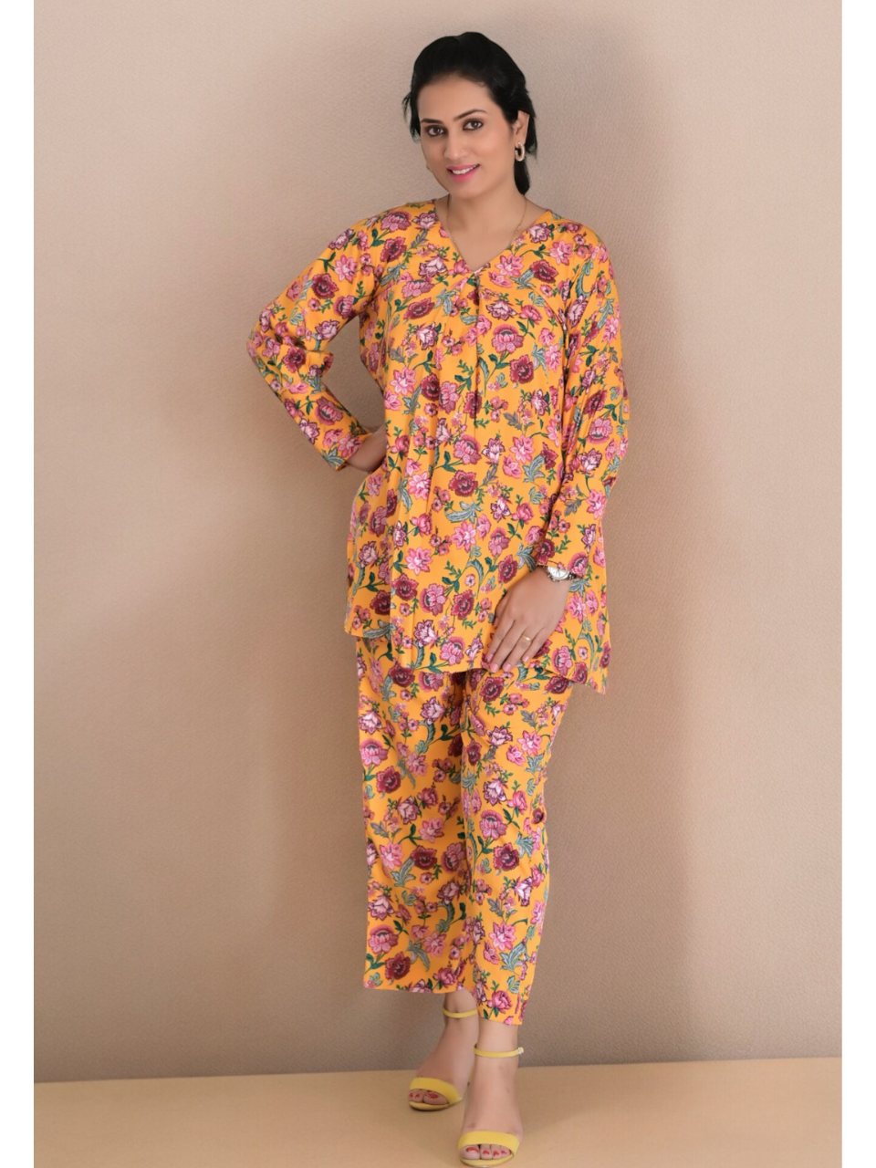 Yellow Garden Co-Ord Set two piece outfits for women, co ord sets women, coord set women, ladies co ord sets, co ord sets women, coords women, coord set for women, co ord, kurta co ord sets, ethnic co ords, ethnic co ord set women, co ord dress set, co ord sets for summer, co ord set womens party, co ord set women ethic, co ord sets women ethnic, crepe co ord set, yellow co cord set